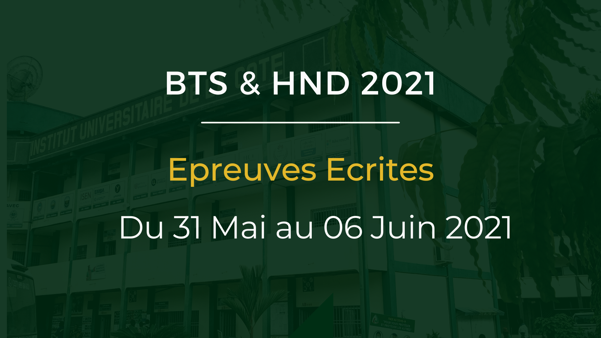 BTS / HND 2021 : Calendrier épreuves écrites Cameroun session d’avril – juin 2021