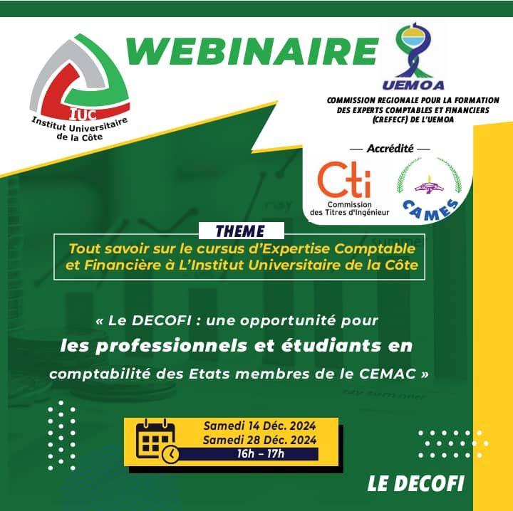 WEBINAIRE : tout savoir sur le CURSUS D’EXPERTISE COMPTABLE ET FINANCIÈRE À L’ INSTITUT UNIVERSITAIRE DE LA COTE